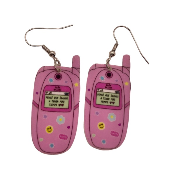 ❤️ FREE Cellphone Cell Phone Cartoon 90s Y2K 2000s Drop Cartoon Artsy Earrings - Picture 1 of 5